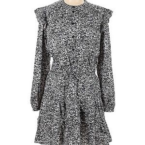 Rebecca Minkoff Black and White Tie Waist Floral Dress Small